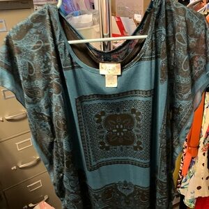 Lavish Teal and Black Printed Tunic Top